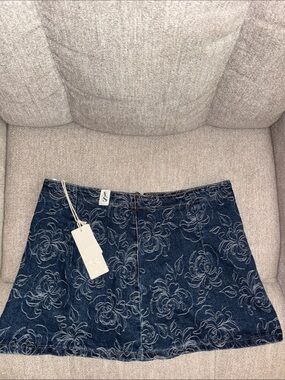 NWT Altar’d State Jessa Floral Denim Skirt